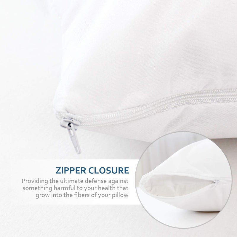 Moonsea Queen Pillow Protectors with Zipper 4 Pack Queen Size 20 x 30 inch Waterproof Pillow Case Protector Down Feather Proof Pillow Covers Encasement Pillow Case White - Image 3